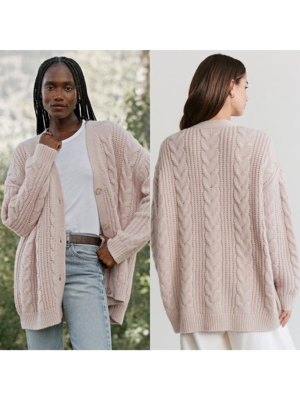 Jenni Kayne Cable‎ Cocoon Cardigan Blush Oversized XL GUC - Picture 9 of 9